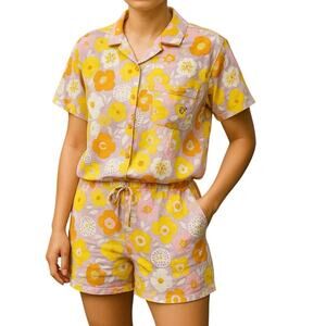 OCEAN PACIFIC Sz L Field of Dreams Retro Floral 2 Pc PJ’s Lounge Wear Cozy | NWT